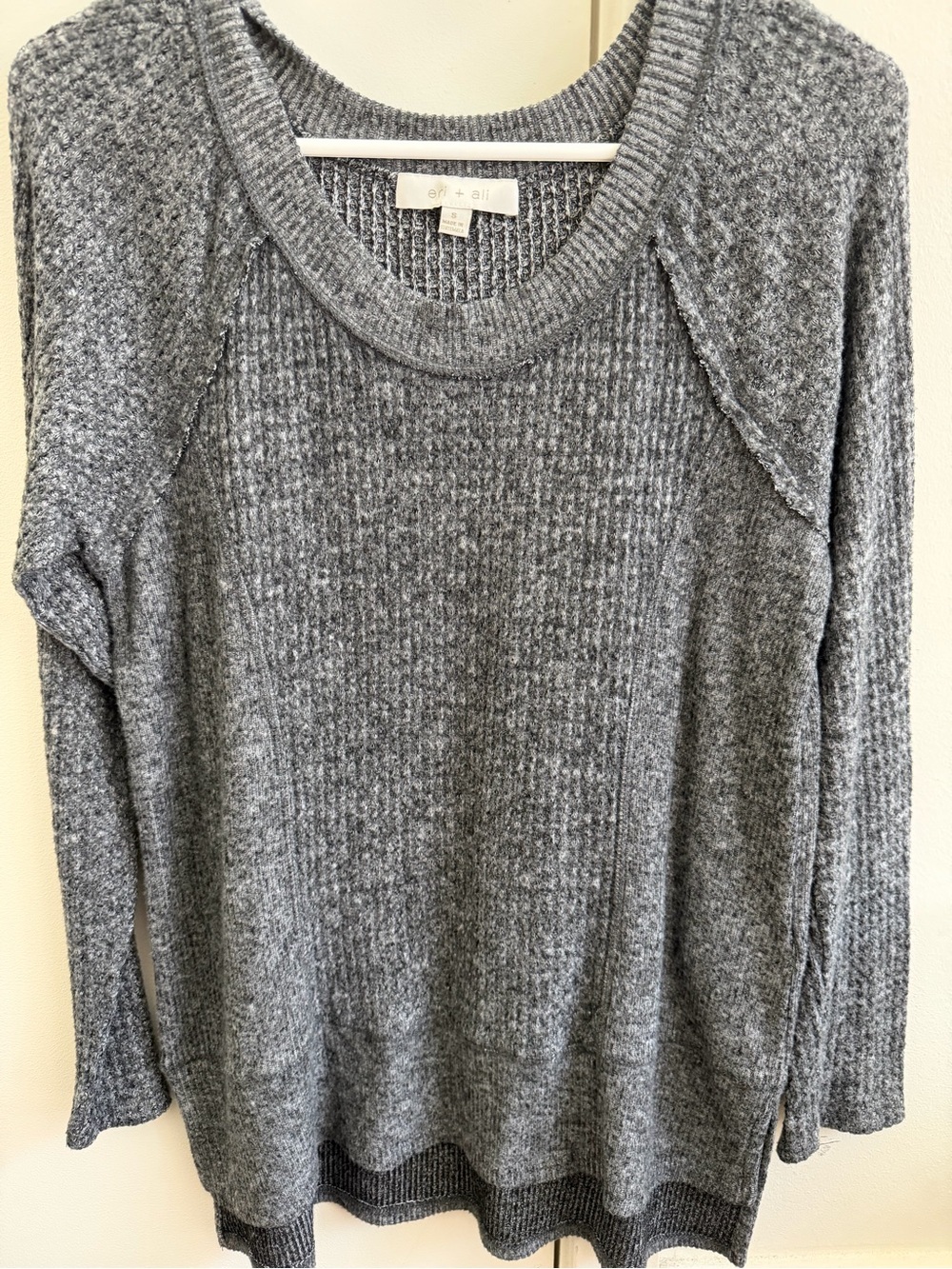 Wilted Grey Ribbed Long Sleeve Crewneck Sweater